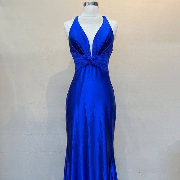 NEW ROYAL LONG SHEATH SLEEVELESS DRESS WITH DEEP NECKLINE & ZIPPER BACK AC5039